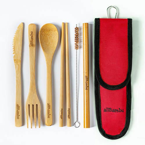 AllBambu Natural Bamboo Cutlery Set
