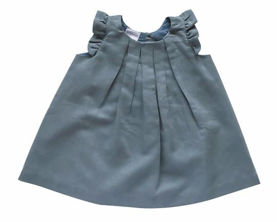 Beba Bean Box Pleat Linen Dress - 6-12 Months