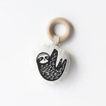 Wee Gallery Teether with Wooden Ring-Organic Cotton