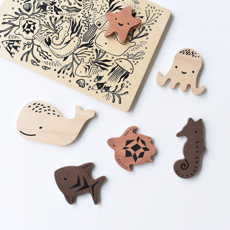 Wee Gallery Wooden Toy Puzzle - Ocean Animals