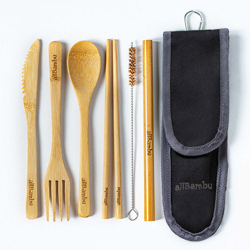 AllBambu Natural Bamboo Cutlery Set