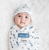 Lulujo Hello World Blanket & Knotted Hat