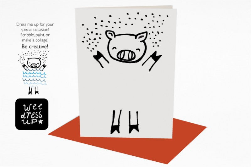 Wee Gallery Dress Up Pig Greeting Card with Envelope
