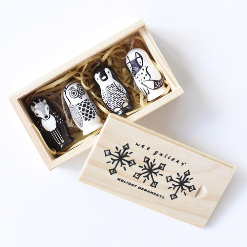 Wee Gallery Christmas Ornaments-Wooden-set of 4